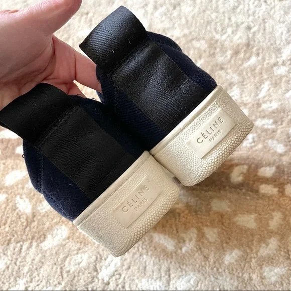 Céline Pull On Sneakers In Navy Jacquard Size 37
